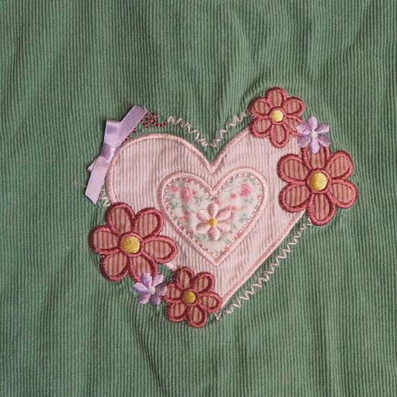 Vintage Bonnie Jean Corduroy Dress Toddler Girl Jumper 4T Heart‎ Embroidery Y2K - Picture 2 of 13